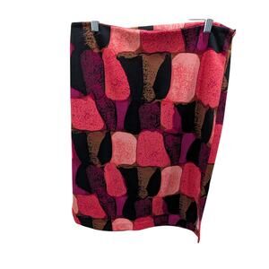 Women's Worthington Pencil Geometric Pencil Skirt Black Pink Size 8 Medium EUC